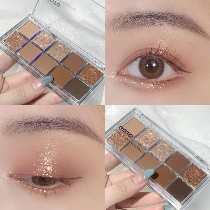 Paleta de sombras de ojo – marca ROTO – Paleta de maquillaje con pigmentos acrílicos brillantes como mate, purpurina, negro ahumado y nudo