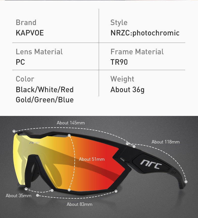 Gafas de ciclismo – marca NRC – Gafas fotocromáticas deportivas con lentes intercambiables para hombre y mujer de bicicleta de montaña