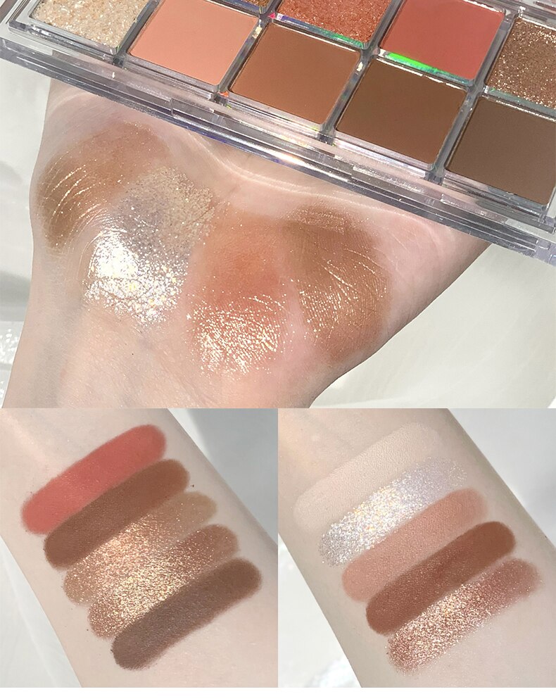 Paleta de sombras de ojo – marca ROTO – Paleta de maquillaje con pigmentos acrílicos brillantes como mate, purpurina, negro ahumado y nudo