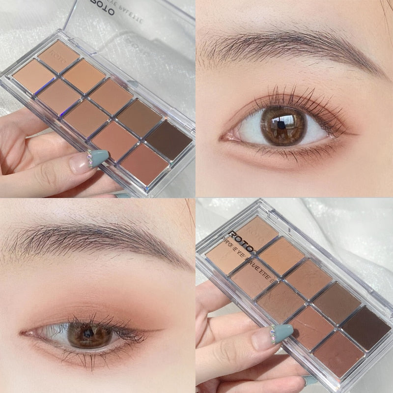 Paleta de sombras de ojo – marca ROTO – Paleta de maquillaje con pigmentos acrílicos brillantes como mate, purpurina, negro ahumado y nudo