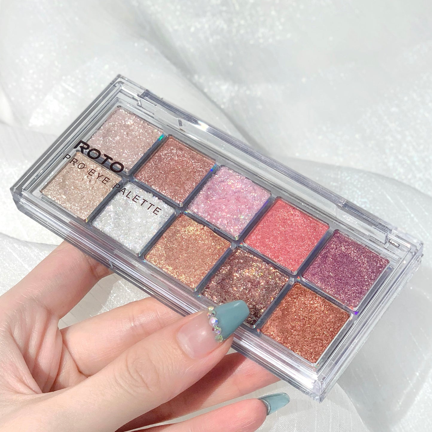 Paleta de sombras de ojo – marca ROTO – Paleta de maquillaje con pigmentos acrílicos brillantes como mate, purpurina, negro ahumado y nudo