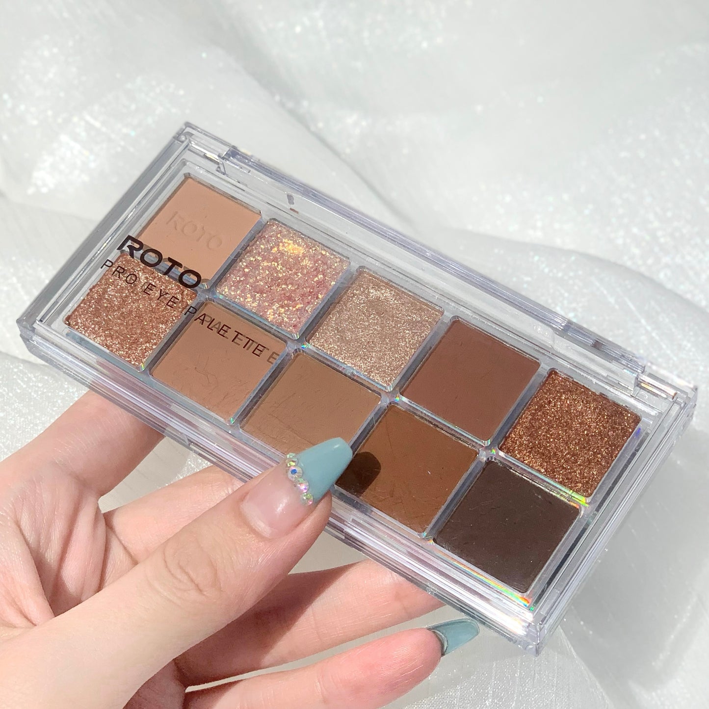 Paleta de sombras de ojo – marca ROTO – Paleta de maquillaje con pigmentos acrílicos brillantes como mate, purpurina, negro ahumado y nudo