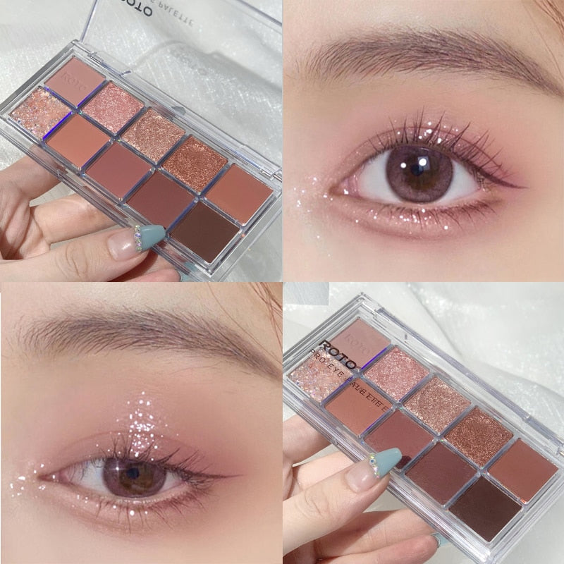 Paleta de sombras de ojo – marca ROTO – Paleta de maquillaje con pigmentos acrílicos brillantes como mate, purpurina, negro ahumado y nudo