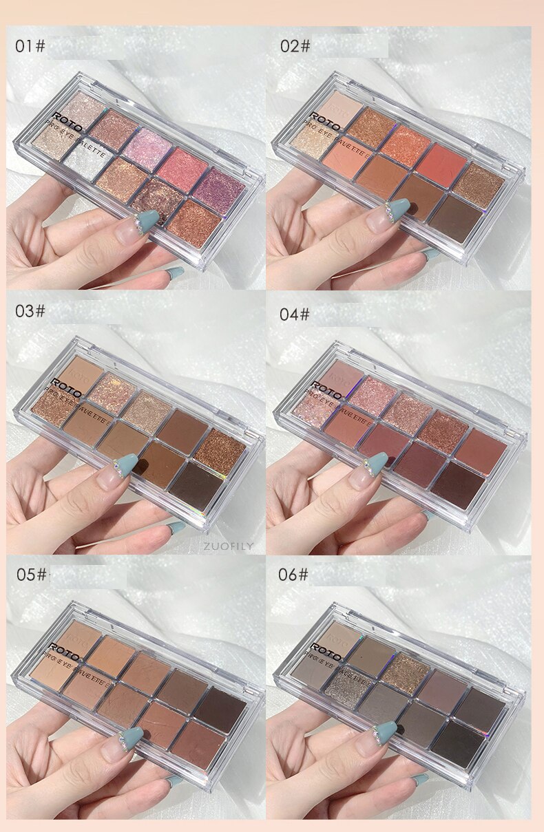 Paleta de sombras de ojo – marca ROTO – Paleta de maquillaje con pigmentos acrílicos brillantes como mate, purpurina, negro ahumado y nudo