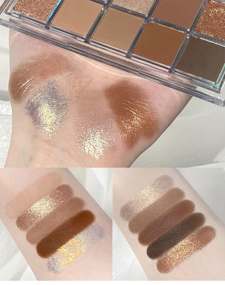 Paleta de sombras de ojo – marca ROTO – Paleta de maquillaje con pigmentos acrílicos brillantes como mate, purpurina, negro ahumado y nudo