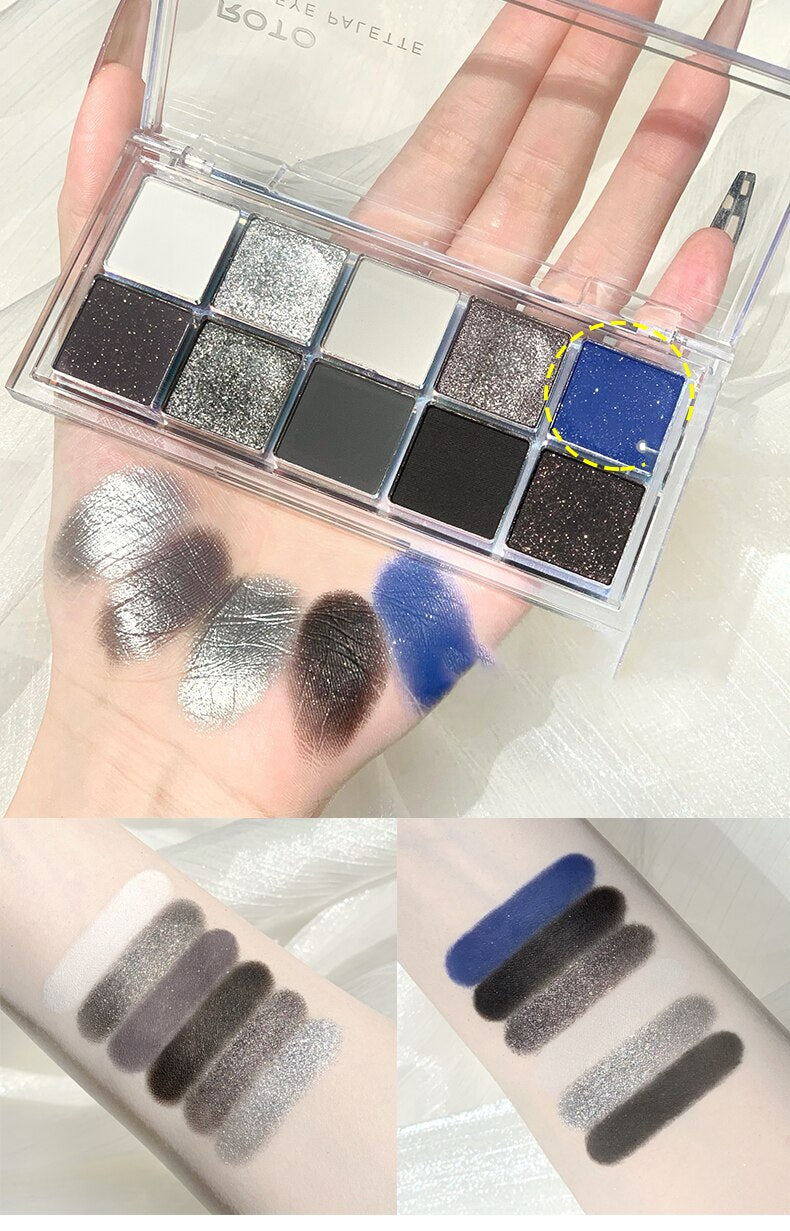 Paleta de sombras de ojo – marca ROTO – Paleta de maquillaje con pigmentos acrílicos brillantes como mate, purpurina, negro ahumado y nudo