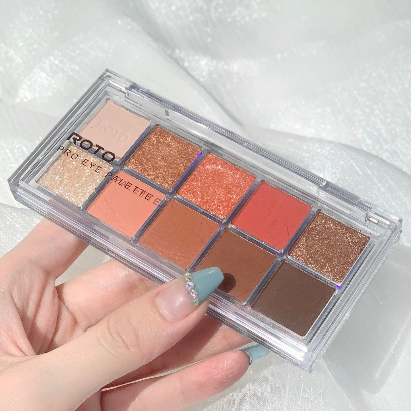 Paleta de sombras de ojo – marca ROTO – Paleta de maquillaje con pigmentos acrílicos brillantes como mate, purpurina, negro ahumado y nudo