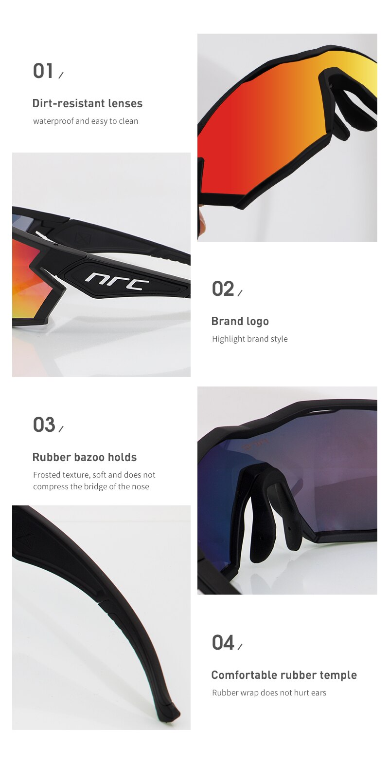 Gafas de ciclismo – marca NRC – Gafas fotocromáticas deportivas con lentes intercambiables para hombre y mujer de bicicleta de montaña