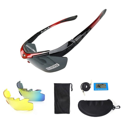 Gafas de ciclismo – marca NEWBOLER – Gafas de sol intercambiables deportivas con 5 lentes polarizadas para hombre y mujer de bicicleta al aire libre