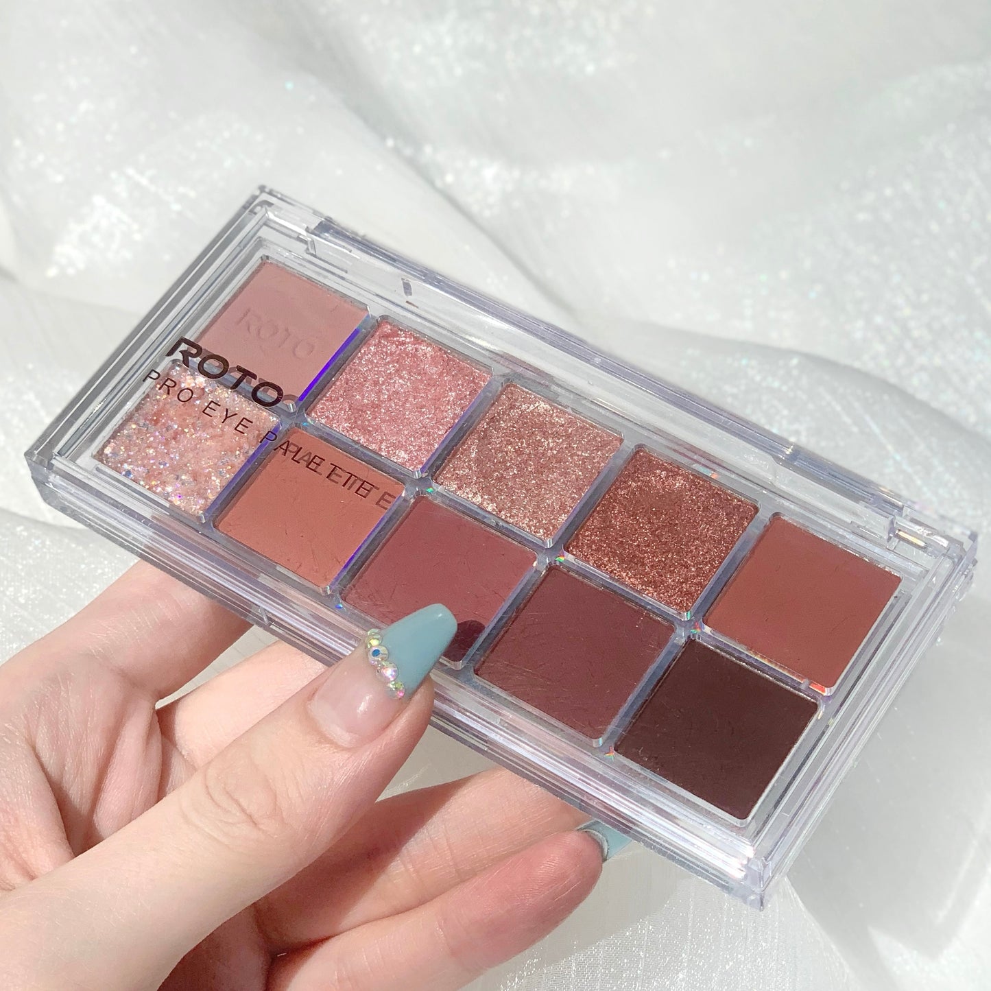 Paleta de sombras de ojo – marca ROTO – Paleta de maquillaje con pigmentos acrílicos brillantes como mate, purpurina, negro ahumado y nudo