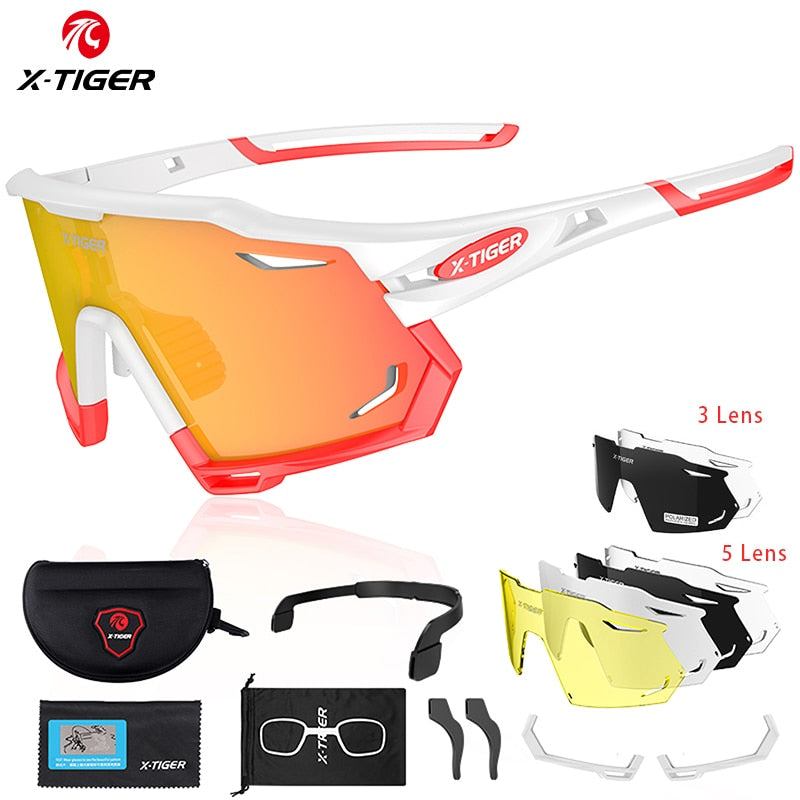 Gafas de ciclismo – marca X-TIGER – Gafas de sol fotocromáticas intercambiables deportivas con lentes polarizadas protectoras de UV400 para bicicleta de montaña