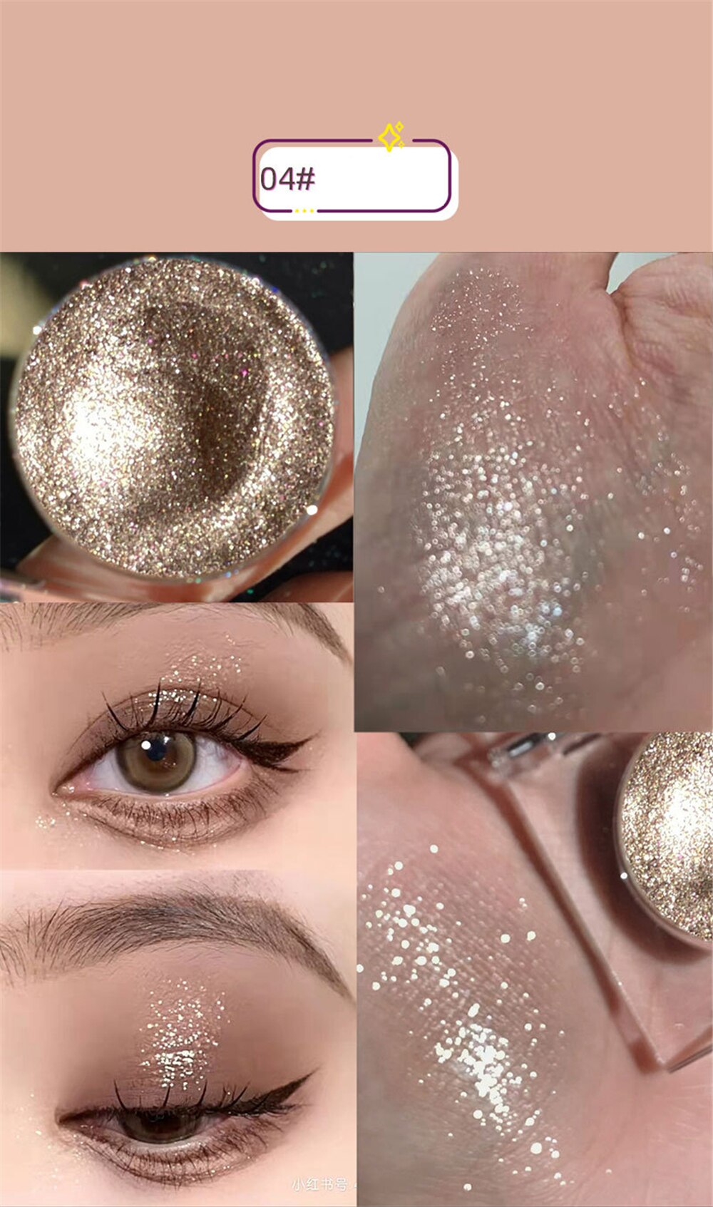 Paleta de sombra de ojos – Paleta de maquillaje como resaltador brillante de diamante para ojos de niña