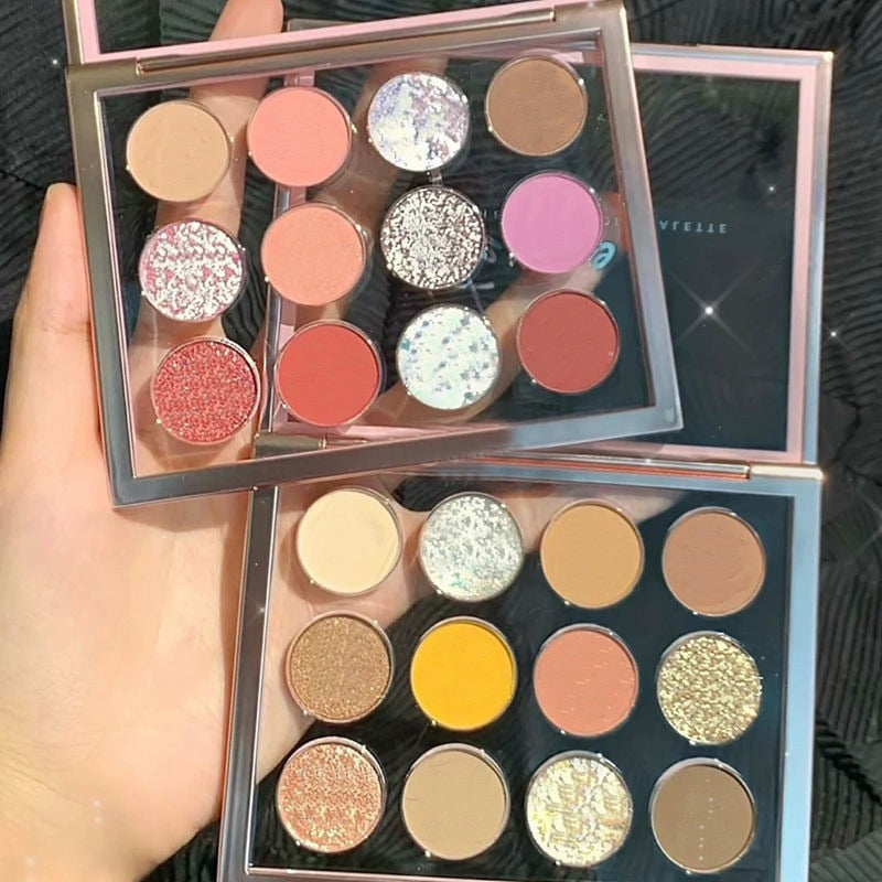 Paleta de sombras de ojos – Juego de cosméticos de 12 colores como tierra, mate y purpurina para maquillaje de larga duración que ilumina los ojos