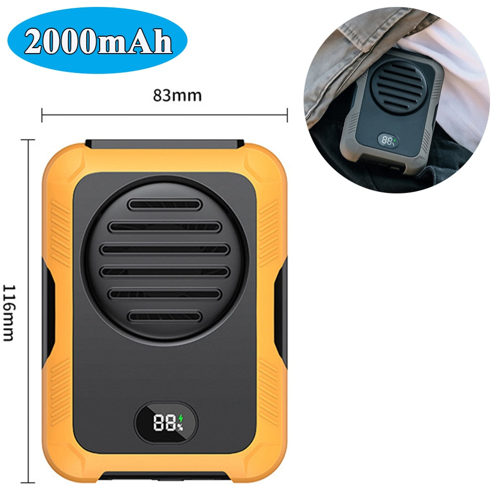 Mini aire acondicionado – Ventilador inalámbrico sin aspas y con 3 velocidades, batería externa de 12000 mAh, clip de cintura y banda para colgar en el cuello