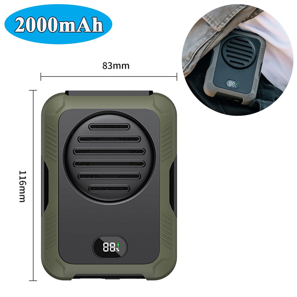 Mini aire acondicionado – Ventilador inalámbrico sin aspas y con 3 velocidades, batería externa de 12000 mAh, clip de cintura y banda para colgar en el cuello