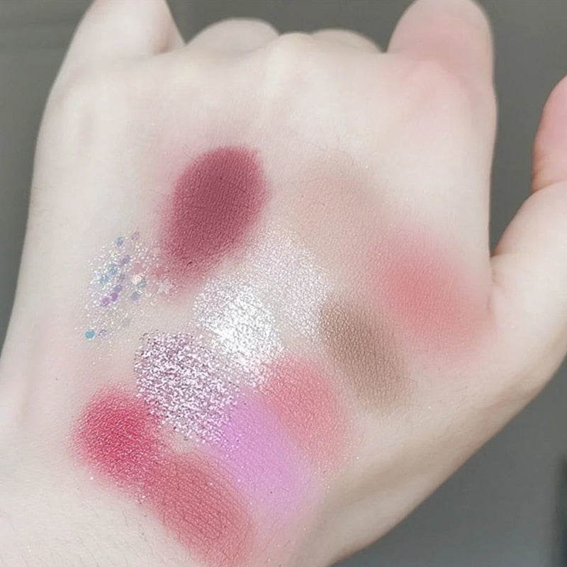 Paleta de sombras de ojos – Juego de cosméticos de 12 colores como tierra, mate y purpurina para maquillaje de larga duración que ilumina los ojos