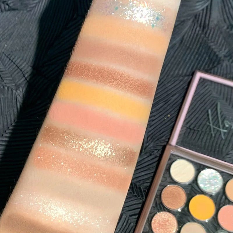 Paleta de sombras de ojos – Juego de cosméticos de 12 colores como tierra, mate y purpurina para maquillaje de larga duración que ilumina los ojos