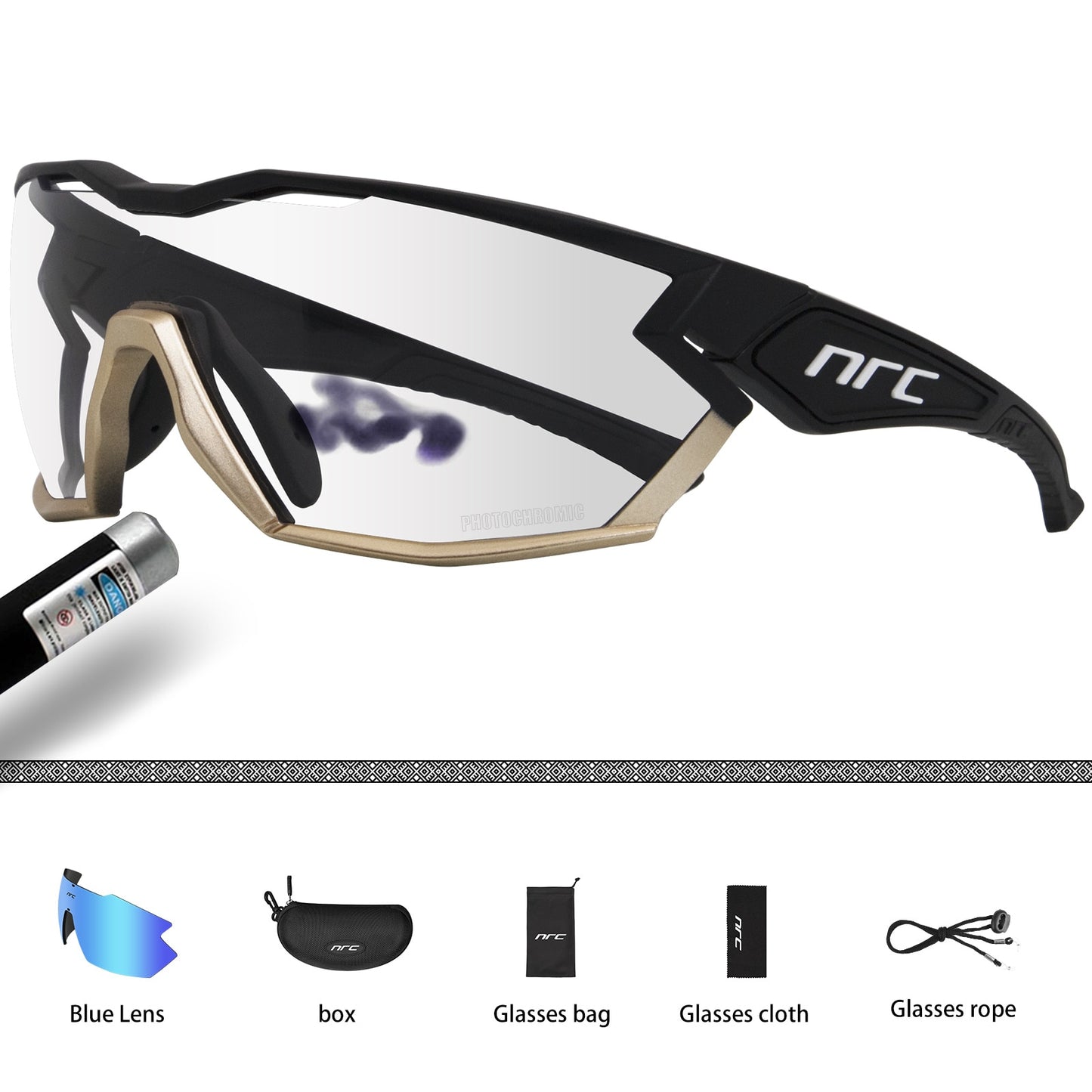 Gafas de ciclismo – marca NRC – Gafas fotocromáticas deportivas con lentes intercambiables para hombre y mujer de bicicleta de montaña