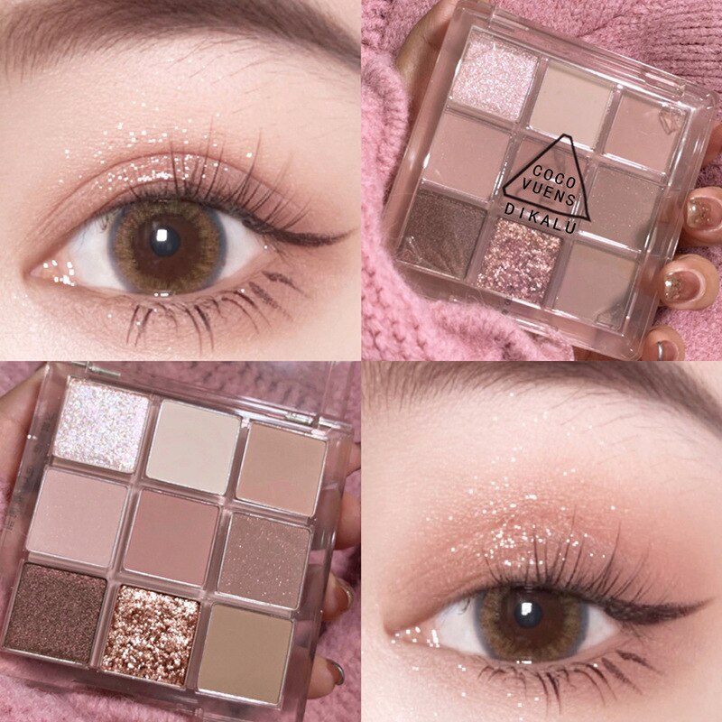 Paleta de sombra de ojos de 7 colores brillantes como púrpura, iris y nacarado para maquillaje de ojos encantador