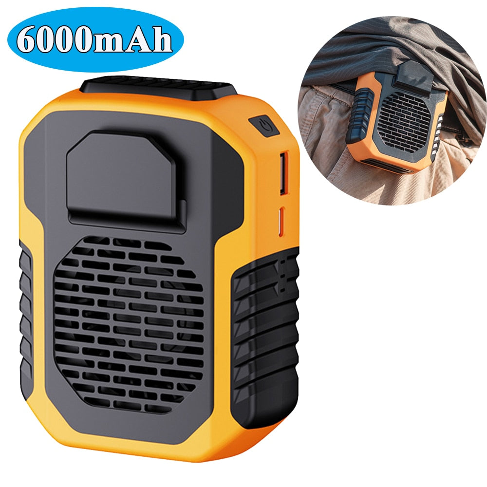 Mini aire acondicionado – Ventilador inalámbrico sin aspas y con 3 velocidades, batería externa de 12000 mAh, clip de cintura y banda para colgar en el cuello