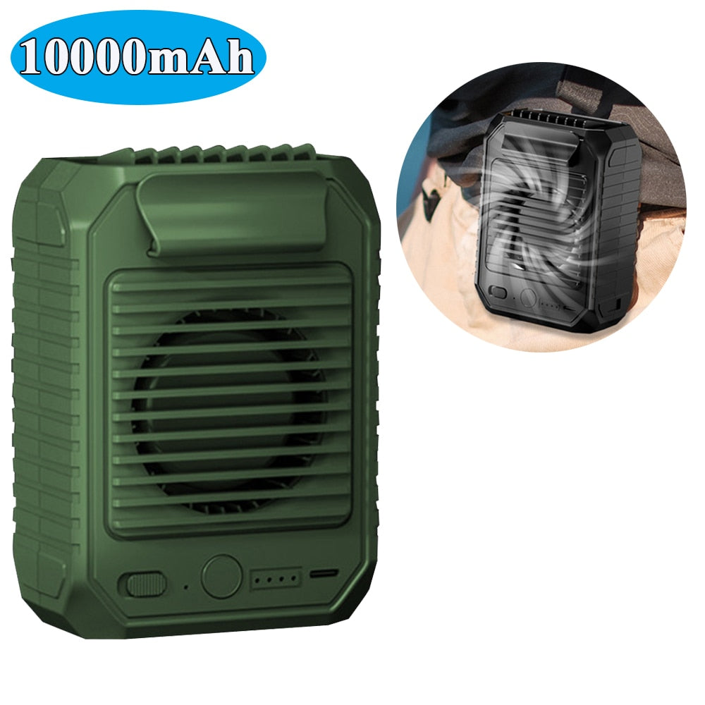 Mini aire acondicionado – Ventilador inalámbrico sin aspas y con 3 velocidades, batería externa de 12000 mAh, clip de cintura y banda para colgar en el cuello