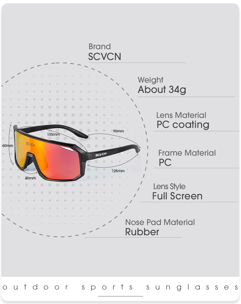 Gafas de ciclismo – marca SCVCN – Gafas de sol fotocromáticas deportivas con lentes polarizadas de UV400 para hombre y mujer de bicicleta de montaña y carretera