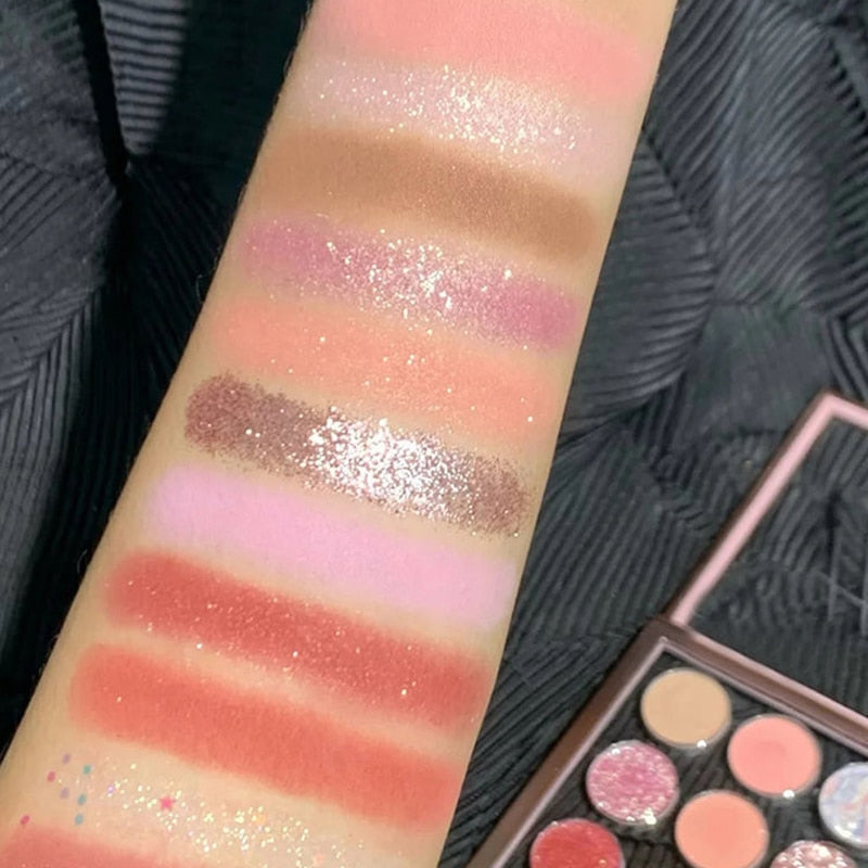 Paleta de sombras de ojos – Juego de cosméticos de 12 colores como tierra, mate y purpurina para maquillaje de larga duración que ilumina los ojos