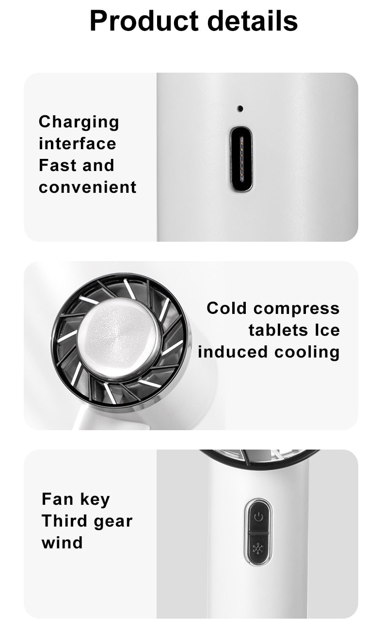 Mini aire acondicionado – Ventilador enfriador semiconductor de mano con USB de carga y batería de 2200 mAh para exteriores