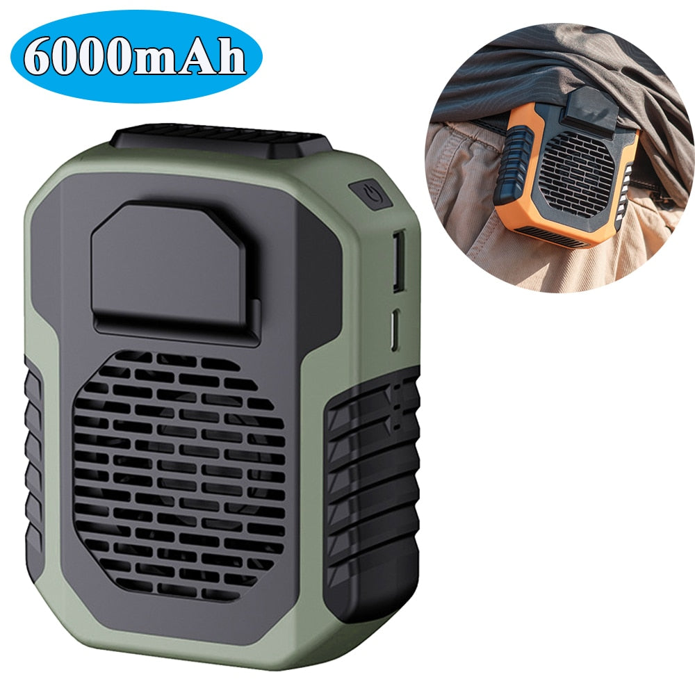 Mini aire acondicionado – Ventilador inalámbrico sin aspas y con 3 velocidades, batería externa de 12000 mAh, clip de cintura y banda para colgar en el cuello