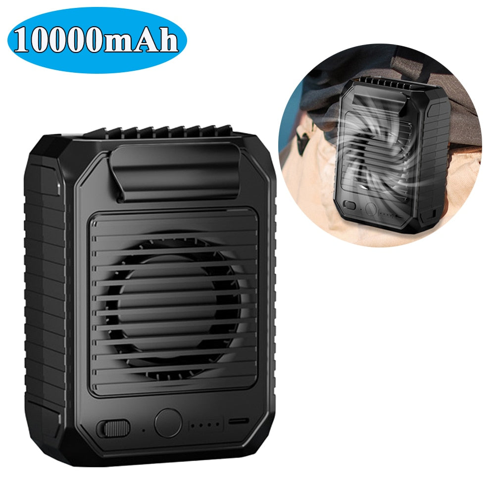 Mini aire acondicionado – Ventilador inalámbrico sin aspas y con 3 velocidades, batería externa de 12000 mAh, clip de cintura y banda para colgar en el cuello