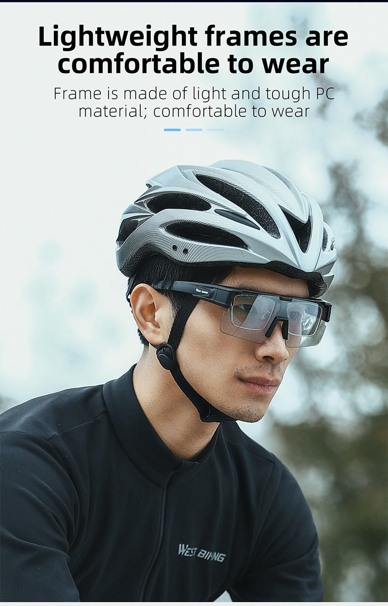 Gafas de ciclismo – marca WEST BIKING – Gafas de sol fotocromáticas con lentes miopes polarizadas para hombre y mujer de bicicleta, conducción y pesca