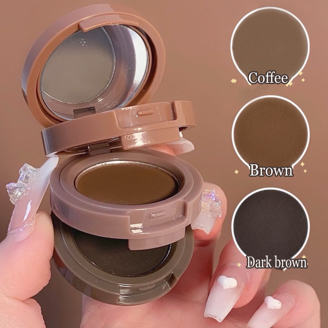 Paleta de sombras de ojo – Paleta de maquillaje 3 en 1 como resaltador y colorete para cejas y contorno de pelo o raíz, con polvos en mate y brillo