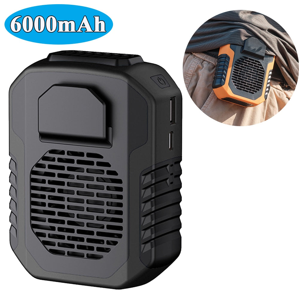 Mini aire acondicionado – Ventilador inalámbrico sin aspas y con 3 velocidades, batería externa de 12000 mAh, clip de cintura y banda para colgar en el cuello