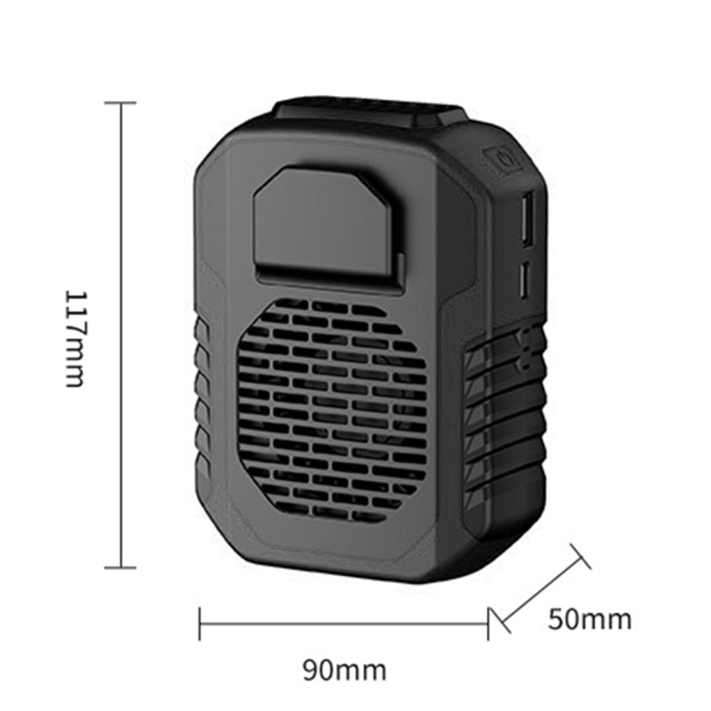 Mini aire acondicionado – Ventilador portátil recargable por USB de 6000 mA con banda para colgar en el cuello y clip de cintura de enfriamiento para deportes al aire libre