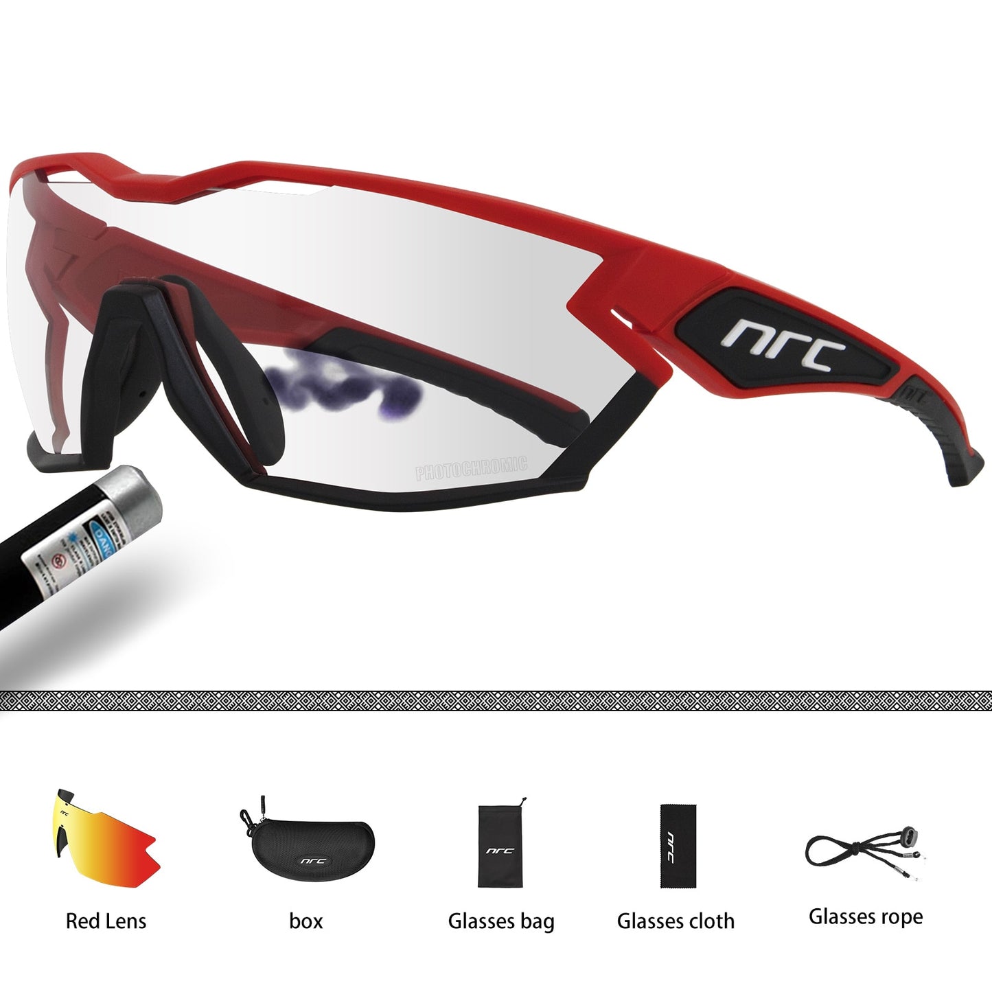 Gafas de ciclismo – marca NRC – Gafas fotocromáticas deportivas con lentes intercambiables para hombre y mujer de bicicleta de montaña