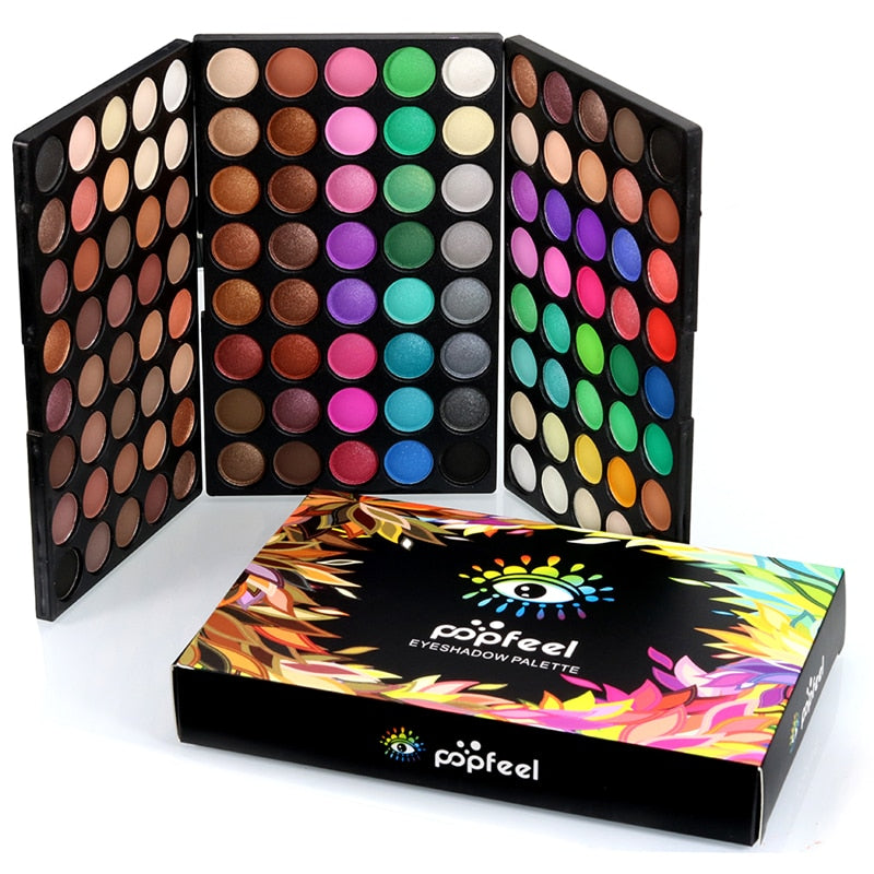 Paleta de sombras de ojo – Juego de cosméticos para maquillaje nudo o mate para mujer con 120 colores brillantes