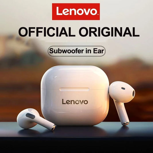 Auriculares inalámbricos con micrófono – marca Lenovo LP40 – Dispositivo de audio nuevo y original con Bluetooth 5,0, control táctil, modo de reposo largo y estéreo dual para reducir el ruido